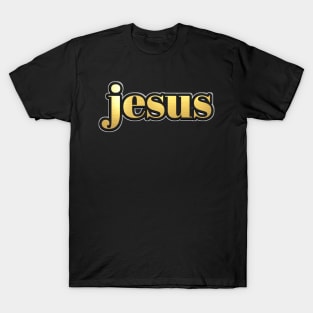 Shiny black and Gold JESUS word ver12 T-Shirt